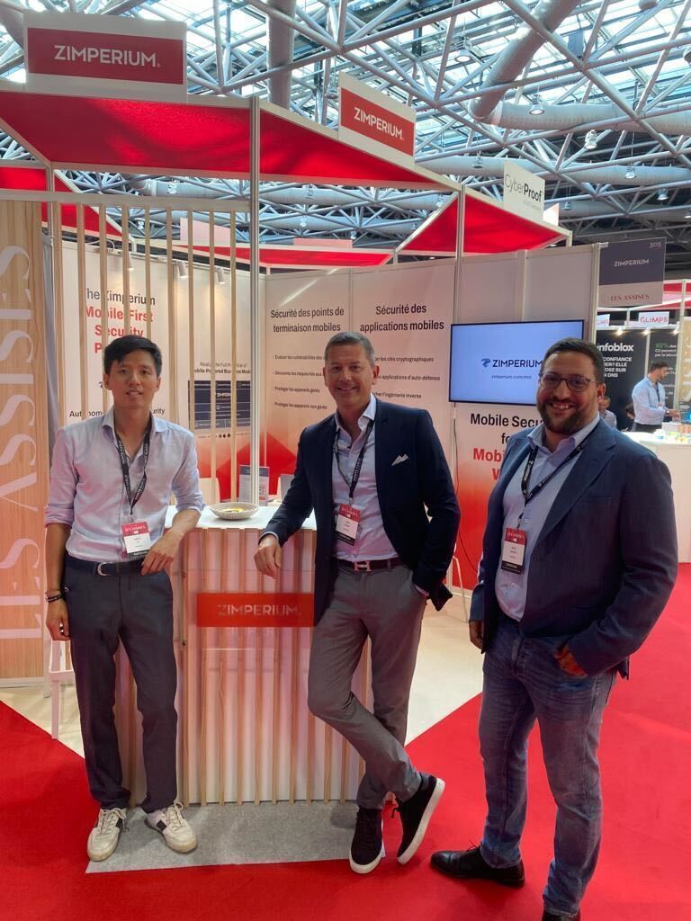 Zimperium's tweet photo. The Zimperium team is ready to go at #LesAssises! Visit us this week in booth #305 https://t.co/D5gzrmaeaG @Les_Assises #cybersecurity #MobileFirstSecurity #WeSecureMobile #MobileAppSecurity #MobileEndpointSecurity https://t.co/l35g5JMVsc