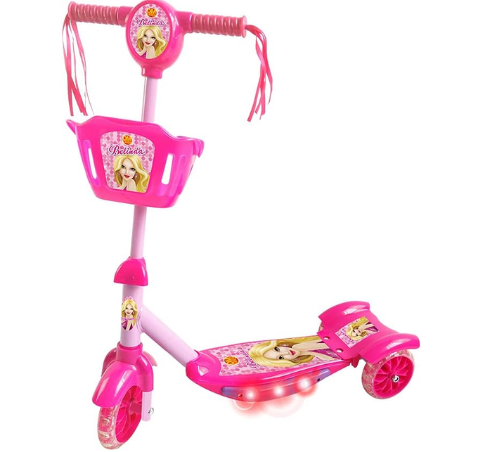 Patinete com Cesta Luz e Som Rosa, DM Radical