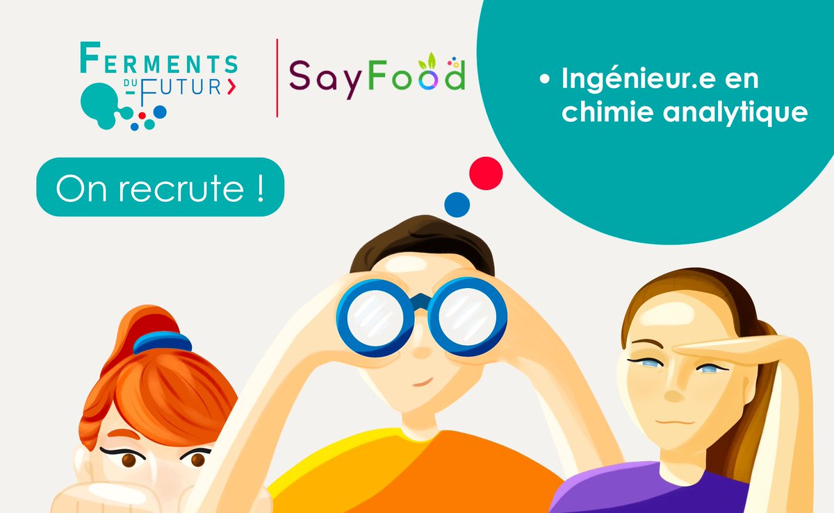 #FermentsduFutur et @SAYFOOD recrutent !

🔎Un.e Ingénieur.e en #ChimieAnalytique pour prendre la responsabilité d‘une plateforme métabolomique/volatilomique et travailler sur des projets de recherche en lien avec les #ferments &amp; la #fermentation

▶️t.ly/7cOHX