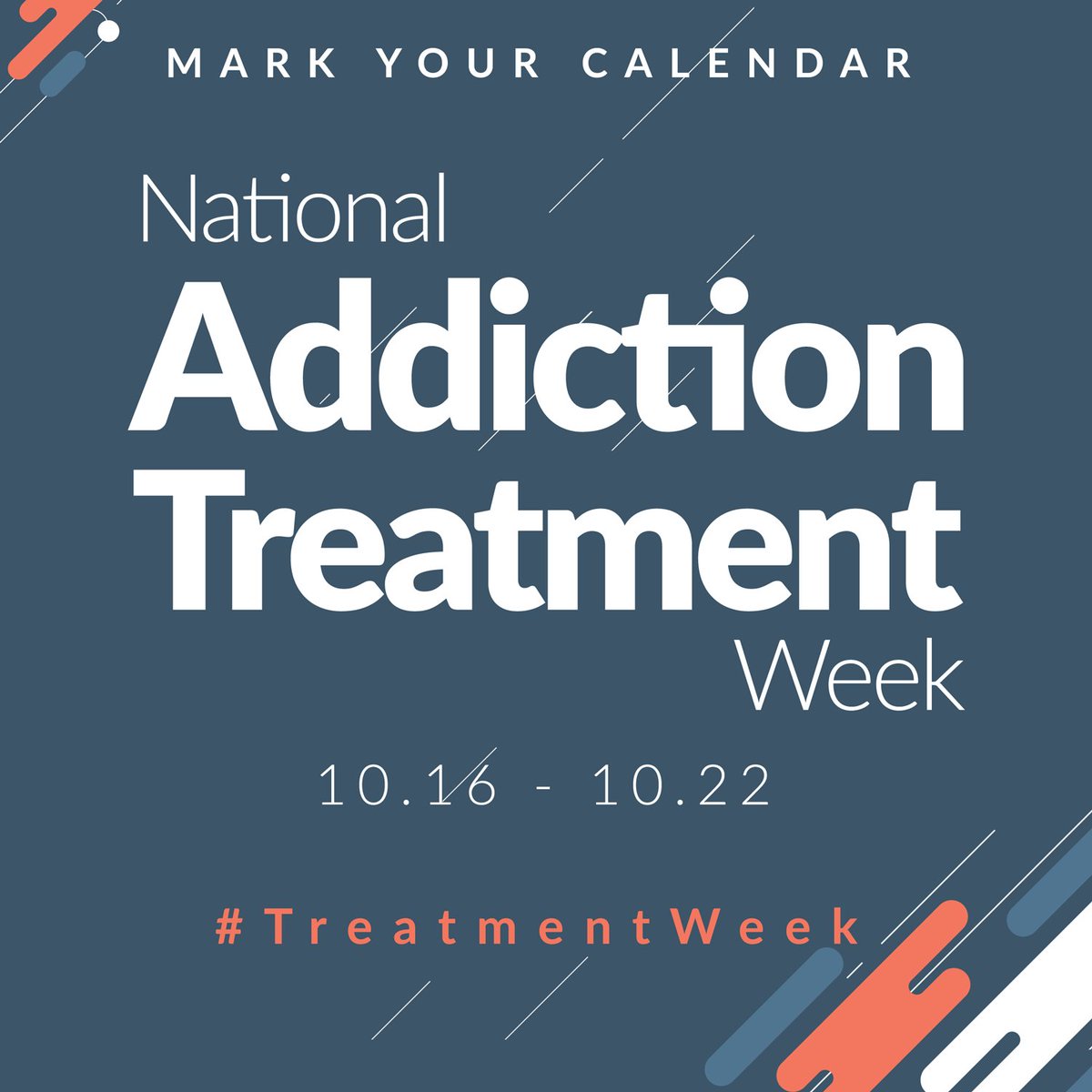 Save the date! Join us for National Addiction Treatment Week 2023, running from Oct. 16 to Oct.
22! Let's inspire change, reduce stigma, and celebrate recovery. #TreatmentWeek
#RecoveryMatters