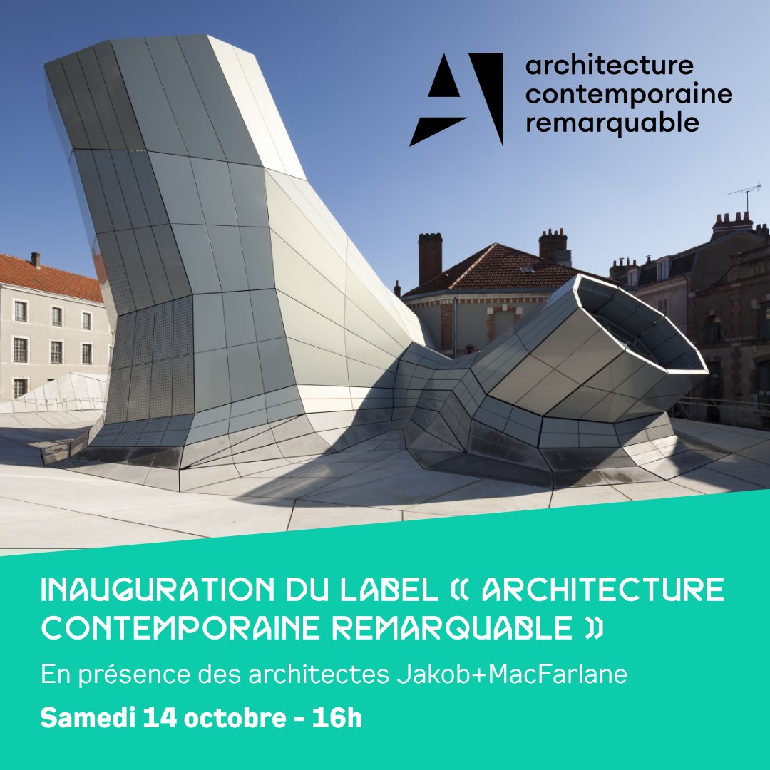 #JNA | Rendez-vous ce samedi à 16 h pour l’inauguration du label « Architecture contemporaine remarquable » en présence des architectes Jakob+MacFarlane. La célébration sera suivie par une conférence consacrée à Claude Parent.
Infos 👉 frac-centre.fr/evenements/jou…