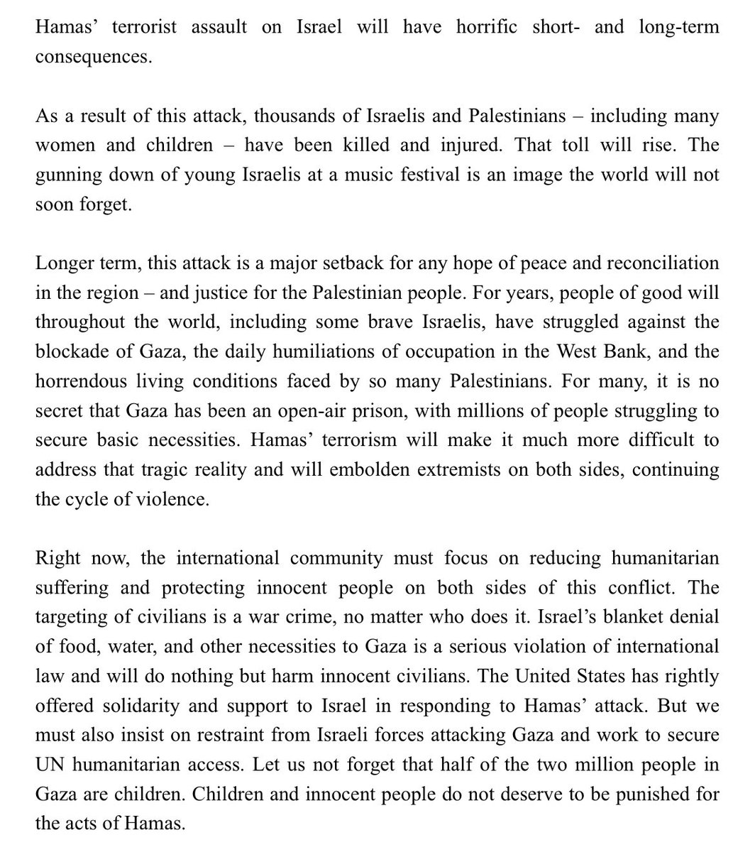 My statement on the continuing violence in Israel and Gaza.