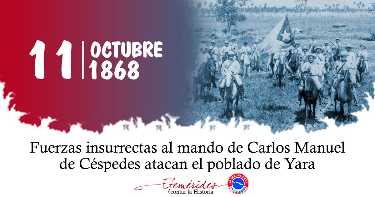 “Aún quedamos doce hombres. Bastan para hacer la independencia de  #Cuba”, respondió con palabras proféticas Céspedes mientras se producía  el 11 de octubre de 1868 el combate de Yara.
#CubaViveEnSuHistoria