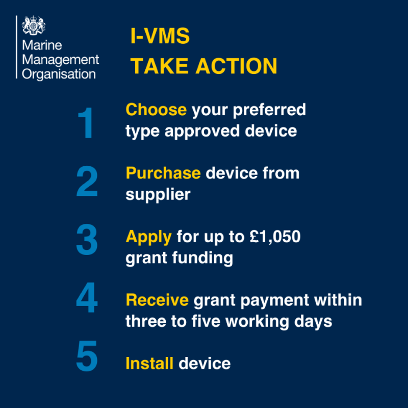 The_MMO's tweet photo. Fishers: Don’t delay installing your type-approved I-VMS device - act now so you don’t miss out on grant funding of up to £1,050.

I-VMS is vital to ensure the sustainability of the fishing industry. Here's all the #IVMS info you need to read ➡https://t.co/fb9hVzXQk8 https://t.co/3d3B13qfrR