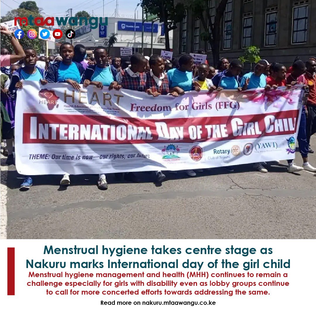 Menstrual hygiene takes centre stage as Nakuru marks International day of the girl child.
nakuru.mtaawangu.co.ke/categories/wha…

#NakuruMtaaWangu #Nakuru #InternationalDayOfTheGirl2023 #InternationalDayOfTheGirl