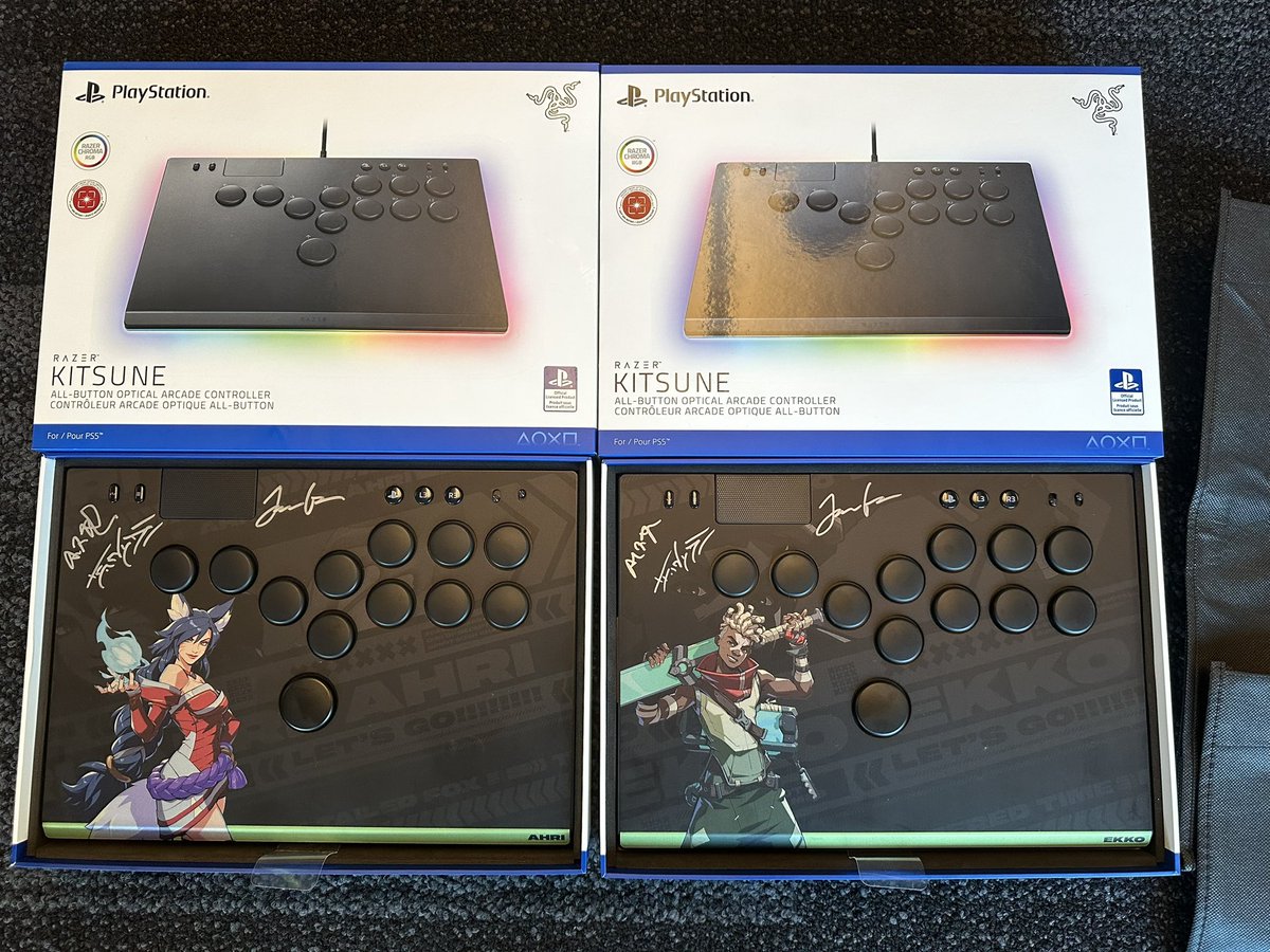 Huge thanks to <a href="/Xyanyde/">Brad</a> <a href="/R0BINH00D11/">Ali</a> and <a href="/Jansenpies/">Jansen</a> for dropping by, and we really appreciate the generous gifts. I was blown away by the custom Project L themed Ahri and Ekko Razer Kitsunes. Thanks for signing them as well!