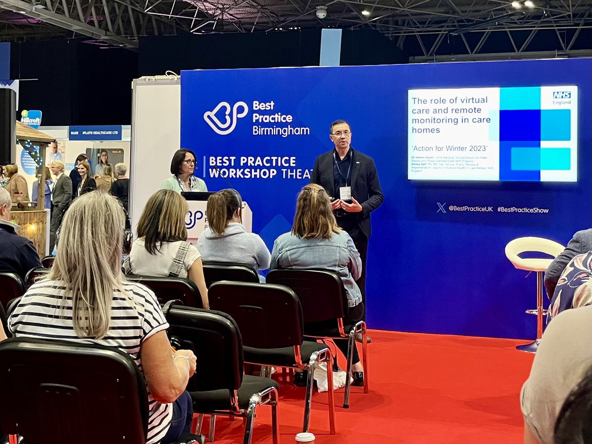 National Clinical Director for Older People and Integrated Person-Centred Care <a href="/DocHayter/">Dr Adrian Hayter</a> and <a href="/EmmaSelf7/">Emma Self RN, DN, BSc, MSc, Queen’s Nurse</a> Service, Policy, Delivery and Implementation Lead for #EHCH <a href="/NHSEngland/">NHS England</a> have just finished speaking <a href="/BestPracticeUK/">Best Practice Show</a> on how #VirtualCare can provide enhanced healthcare at home