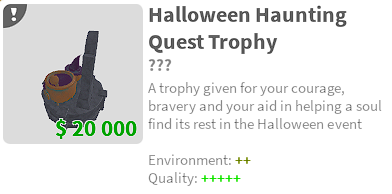 TheDailyBloxburg🎤 on X: This is the trophy we get for completing the Bloxburg  Halloween Haunting Quest.  / X