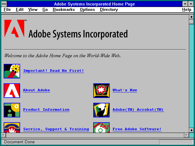 WebDesignMuseum's tweet photo. Homepages of major technology companies in 1995

– Adobe
– Apple
– Dell
– IBM

#WebDesignHistory https://t.co/v5jLdkWn7e