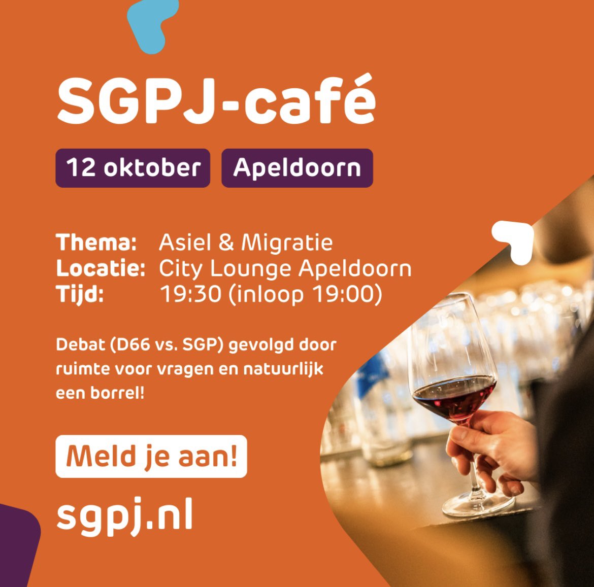 Op 12 oktober hopen <a href="/BisschopRoelof/">Roelof Bisschop</a> van <a href="/SGPnieuws/">SGP</a> en <a href="/Annemarijke/">Anne-Marijke Podt</a> van D66 in debat te gaan over asiel en migratie. Meld je aan via sgpj.nl/activiteiten/s…