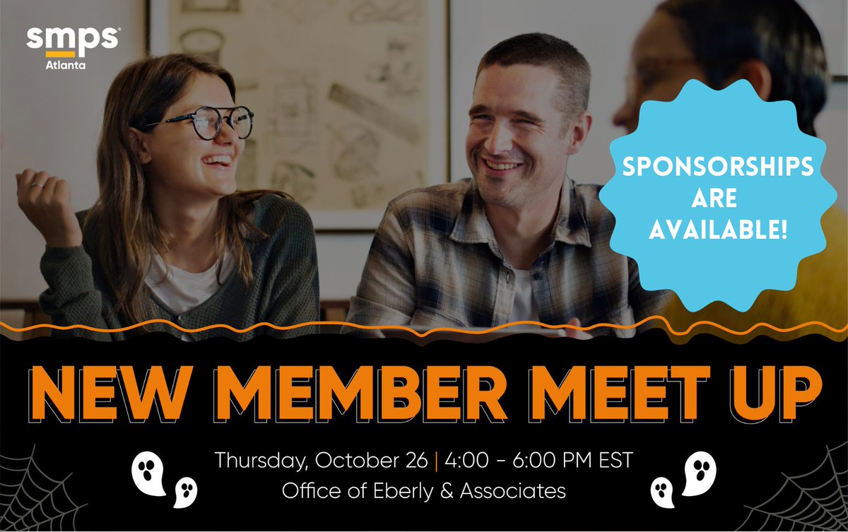 Calling all new members! Carve out some time for a fun happy hour on October 26 to meet with your fellow SMPS colleagues.  Registration is free. We hope to see you there! tinyurl.com/kfvmcfcd 🎃