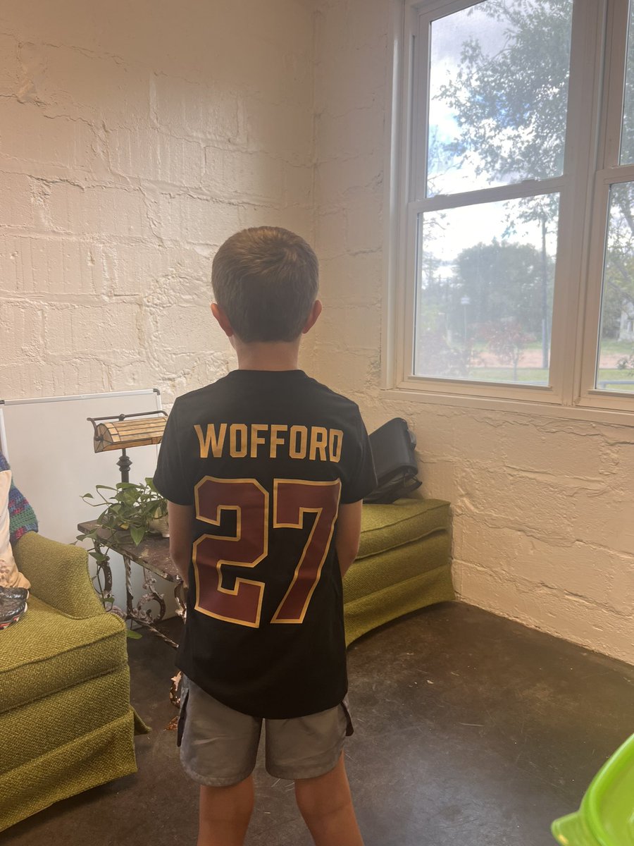 CorrieDyson's tweet photo. Cash is representing his dad’s alma mater and one of his all-time faves today! @OttoWofford #eatemupcats #txstatebaseball https://t.co/W6y7lFIdbr