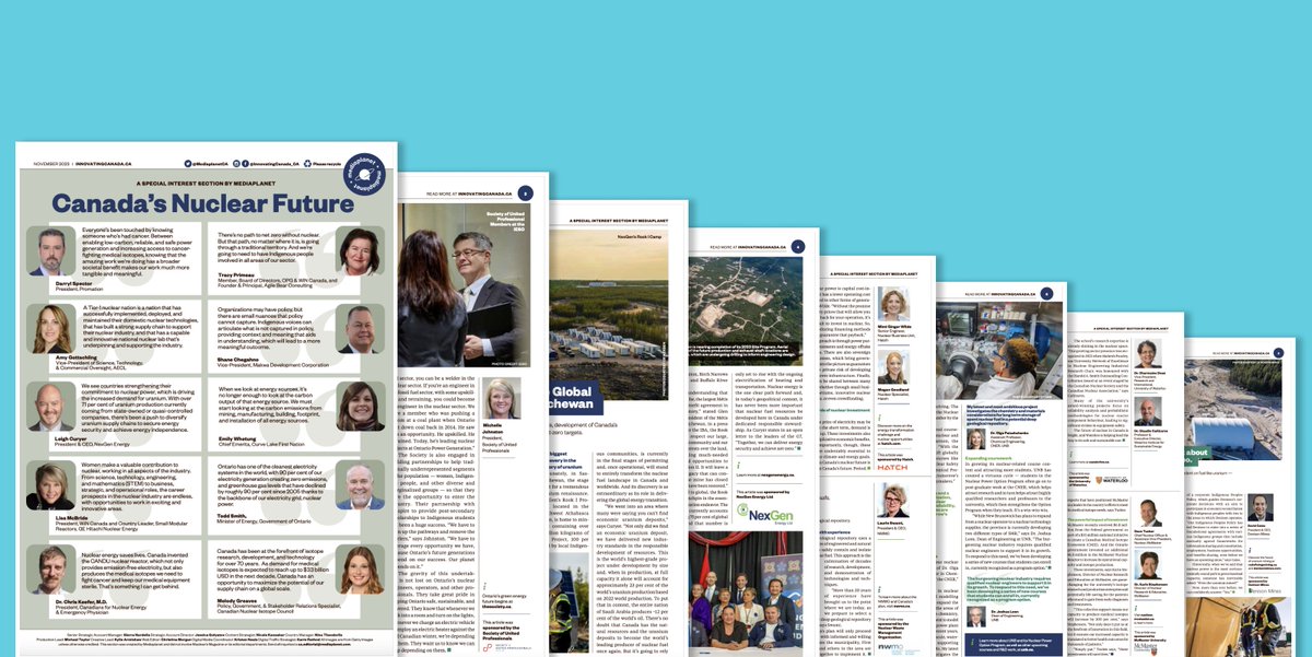 ⚠️ The 'Canada's Nuclear Future' issue showcases leading individuals, organizations, and companies in Canada's nuclear industry leading innovation and advancing the industry.

Featuring content from <a href="/UNB/">UNB</a> <a href="/UWaterloo/">University of Waterloo</a> <a href="/McMasterU/">McMaster University</a> <a href="/TheSocietySays/">Society of United Professionals</a> <a href="/AtlanticaEnergy/">Atlantica Centre for Energy</a> <a href="/Dr_Keefer/">chris keefer</a>
