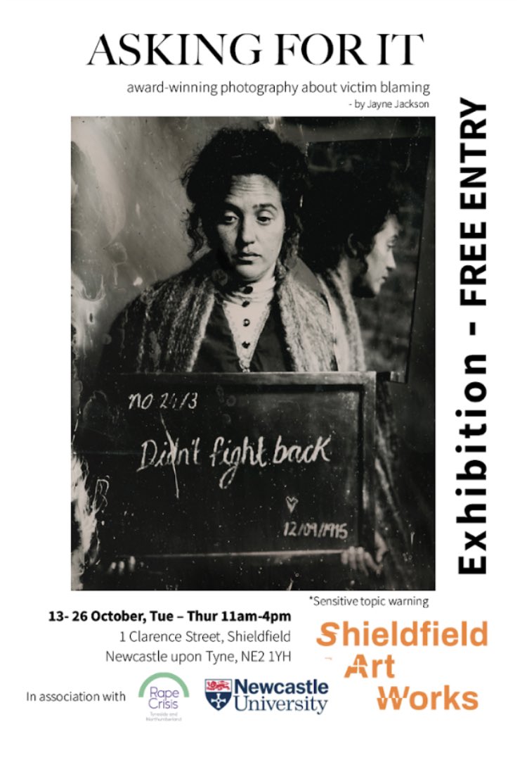 Newcastle tomorrow to hang the 1st in 3 exhibitions of Asking For It in the fab northeast. I’m delighted to announce that the soup and share preview will be this Fri eve at Shieldfield Art Works, supported by Newcastle Law School. @saw_newcastle @newcastlelawschool @newcastleuni