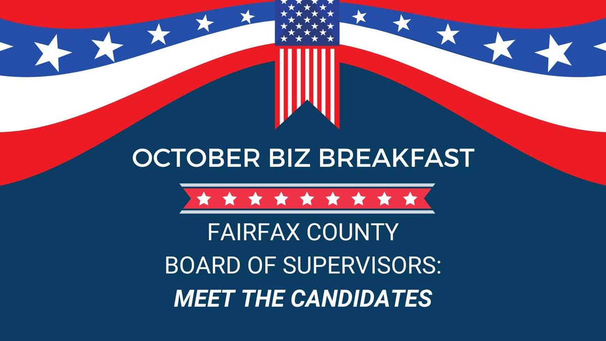 Be sure to register for tomorrow's Biz Breakfast event where we'll meet the #BoardofSupervisors Candidates. Members can hear their views on important issues facing the business community and have their questions answered. Register at cca.mountvernonspringfield.com/EvtListing.asp… #fairfaxcounty  #mvs