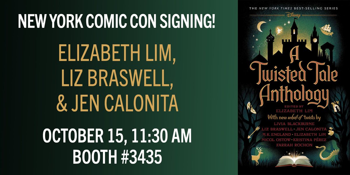 Find @LizLim, @LizBraswell, and @JenCalonita signing A Twisted Tale Anthology on Sunday, Oct. 15 ay #NYCC in Disney Publishing booth 3435!