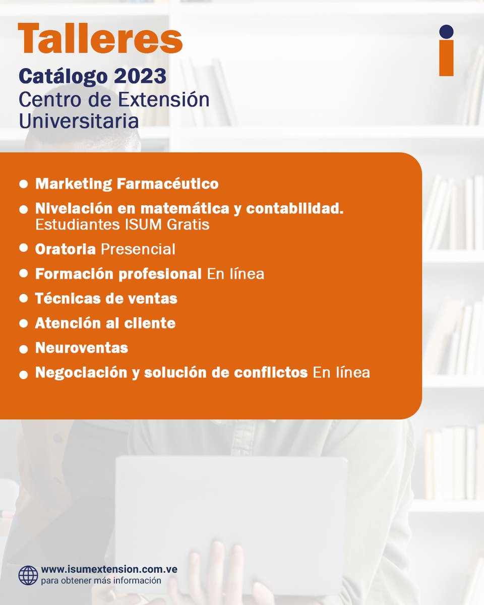ceu_isum's tweet photo. ¡Descubre el catálogo del Centro Universitario de Extensión ISUM! 📚✨ ¿Listo para comenzar la emocionante aventura de aprendizaje y crecimiento? En el ISUM, tenemos una amplia gama de opciones formativas diseñadas para expandir tus conocimientos y adquirir nuevas habilidades. https://t.co/HM1FGIT9bv