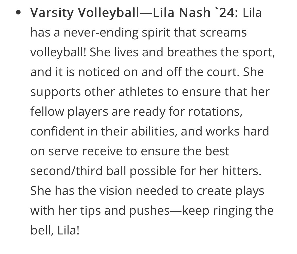 SO grateful to be named WVB Athlete of the week!! #RTB🫶