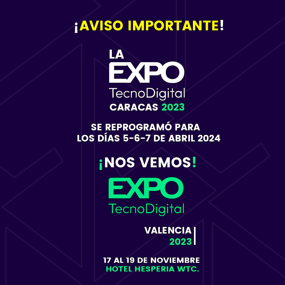 BusinessLat's tweet photo. Queremos realizar un evento grandioso, exitoso e impactante, nos gustaría notificarles a todos nuestros seguidores que la nueva fecha para el evento de la Expo TecnoDigital Caracas serán los días 05, 06 y 07 de abril del 2024.

#expo https://t.co/Crc3wFYTDo