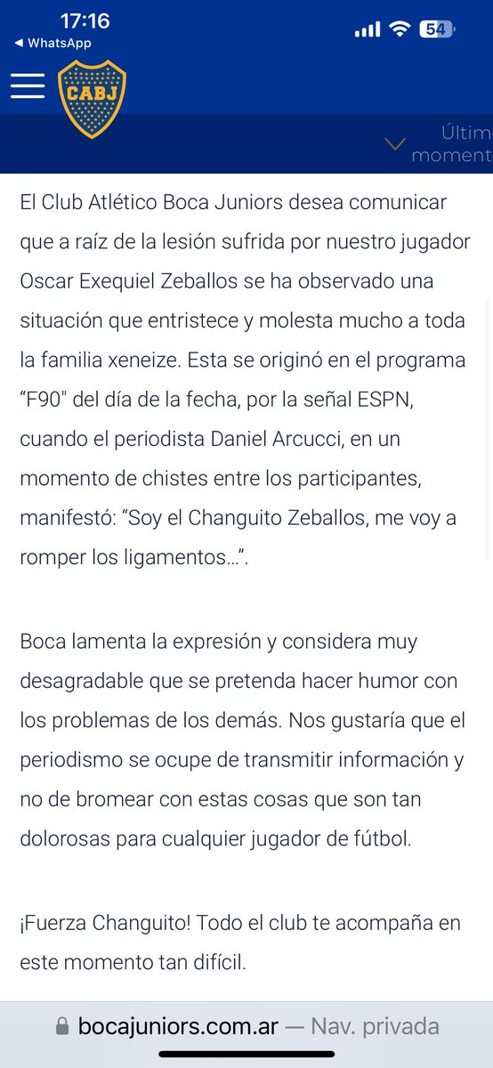 la12tuittera's tweet photo. AHORA | 

📝COMUNICADO DE PRENSA DE BOCA JUNIORS sobre lo sucedido este mediodía en el programa #F90 de #ESPN. https://t.co/iVuzl20B2d