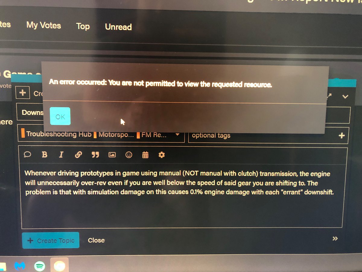 zro42's tweet photo. @ForzaMotorsport why can I not report my bug? Please help https://t.co/V1TJ0euYuJ