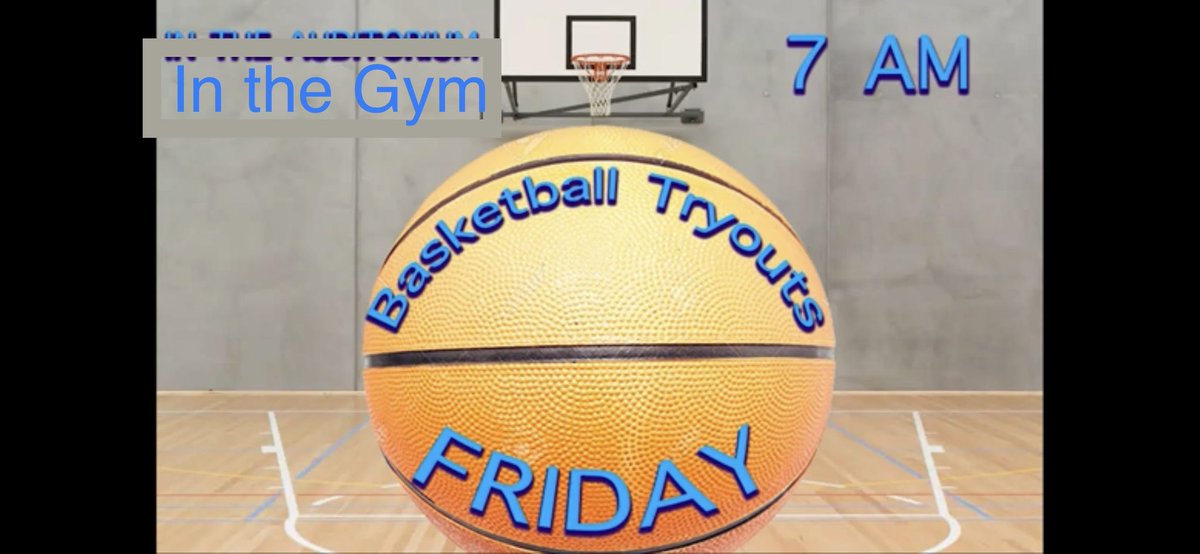 Boys Basketball Tryouts this week! Next tryout is this Friday, Oct. 13 at 7am in the Gym! 🏀