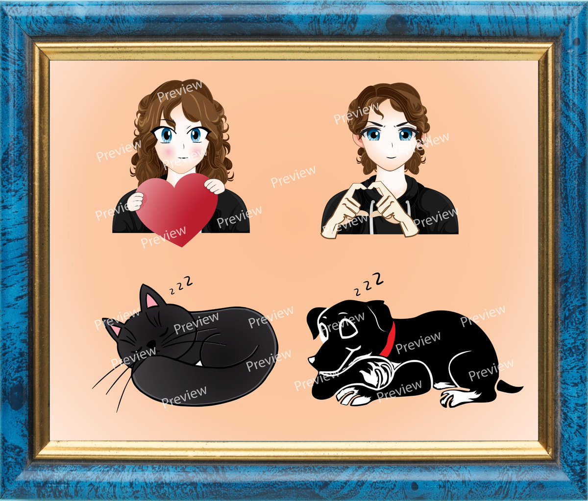 EmmaMillar0's tweet photo. Completed these adorable emotes. I still have my commission open! Don't hesitate to dm me. 

Dms open! 

#commission #artisttocommission #artistontwitter @sme_rt  @ScrimFinder @ReidPorter1776 @Twitch #graphics #emotes https://t.co/Fqn1VF7BJ5
