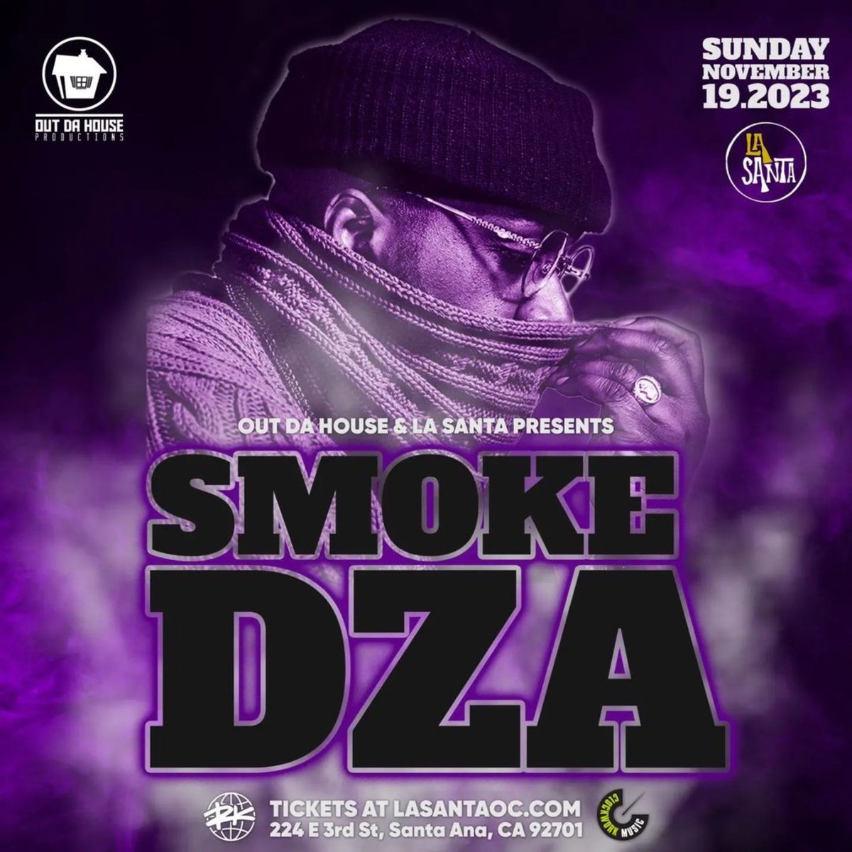 TheSmokersClub's tweet photo. 🚨 SMOKE DZA the #KushedGod will be LIVE at @LaSantaOCVenue Sunday, 11/19‼️💨💨💨 #BringYaLungs & get ur 🎟️ at https://t.co/hbuC0T54uQ https://t.co/Q2fAWvh07v