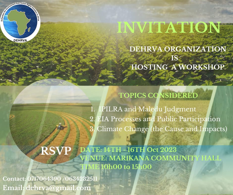 #DehrvaOrganization will be hosting a 3 days workshop focused on these following areas :
1) IPILRA and Maledu Judgment 
2) EIA Processes and Public Participation 
3) Climate Change (the Cause and Impacts