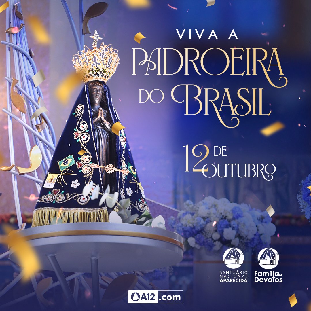 padroeira's tweet photo. VIVA A RAINHA E PADROEIRA DO BRASIL! 💛

Hoje é um dia de festa e de muita alegria! Bendita seja a Santa Mãe de Cristo, a quem carinhosamente chamamos de Senhora Aparecida. ✨ 

Viva Nossa Senhora Aparecida! 🎉✨

#festadapadroeira2023 #festadapadroeira #eunanovena #soudevoto https://t.co/JMmO9Htd3H
