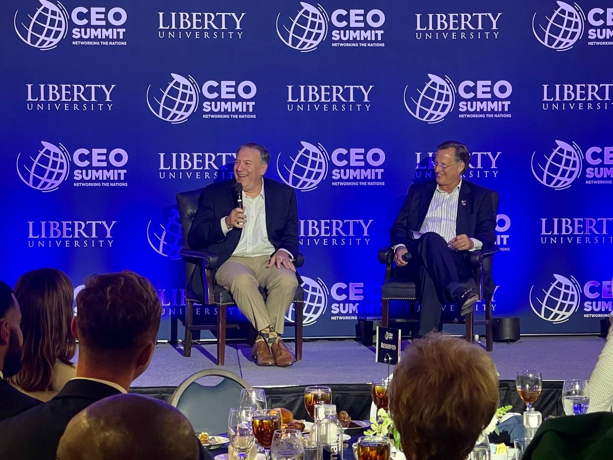 mikepompeo's tweet photo. I am honored to join Liberty University and thrilled to work with the Helms School of Government! Nothing is more important to our nation’s future than the proper education of young Americans. https://t.co/Zf2ASfOIrw