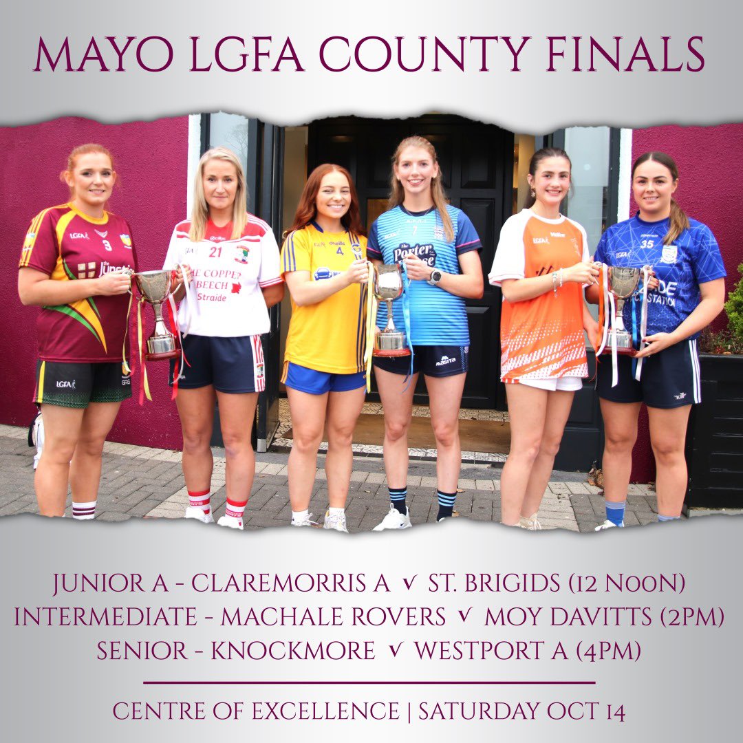 Mayo_LGFA's tweet photo. Championship Saturday is coming …. https://t.co/yARNpwTpXR