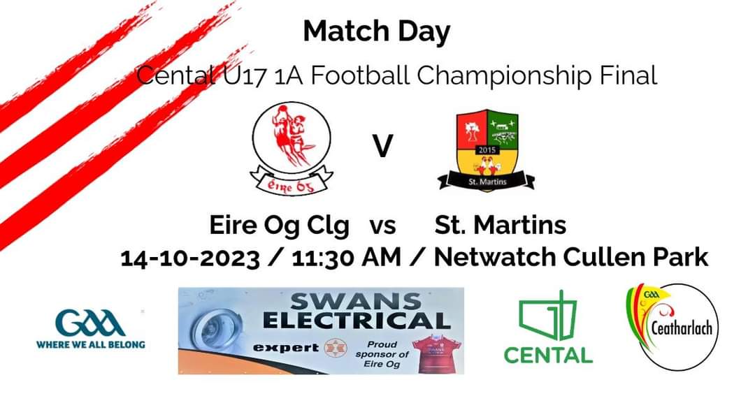 Eireogcarlow's tweet photo. We have a busy day Saturday starting with our u17's who play St Martins in u17A Final. Throw in is at 11.30am in NCP. All support would be greatly appreciated. #molanoige 🔴⚪️ https://t.co/JcdWZzzvJb