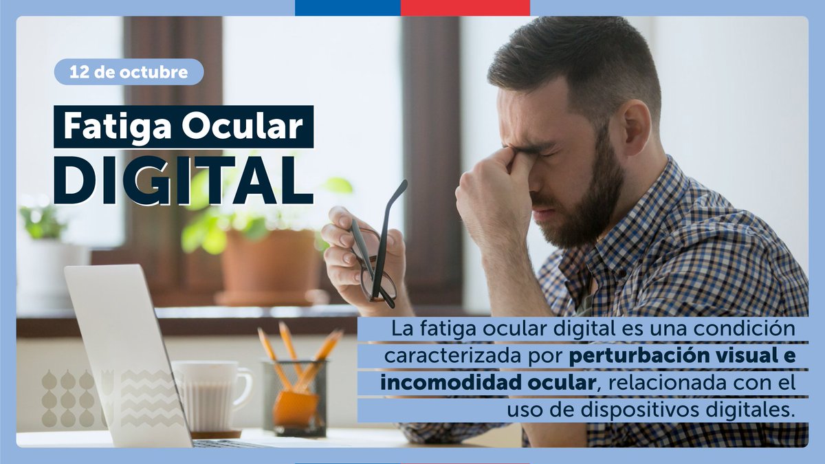 ministeriosalud's tweet photo. 👁‍🗨La Fatiga Ocular es una condición caracterizada por perturbación visual e incomodidad ocular, relacionada con el uso prolongado de pantallas digitales. 

Afecta a personas de todas las edades y, en  los trabajadores, repercute negativamente en su productividad. https://t.co/Ae9AfUUaLP