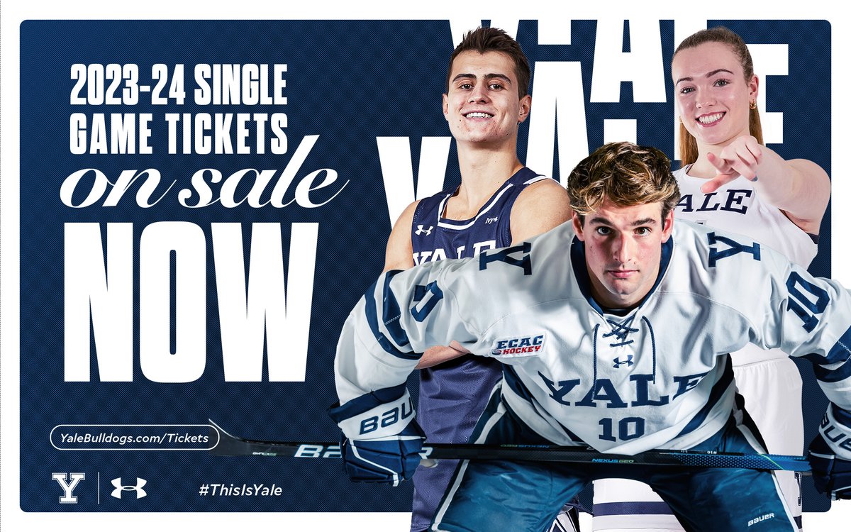 YaleAthletics's tweet photo. 🚨 Tickets are on sale NOW for the 2023-24 winter season at @Yale 

#ThisIsYale

🎟: https://t.co/MxircgANKS
👕: https://t.co/iyeFsZ1kPE https://t.co/mUq5FEBrIx