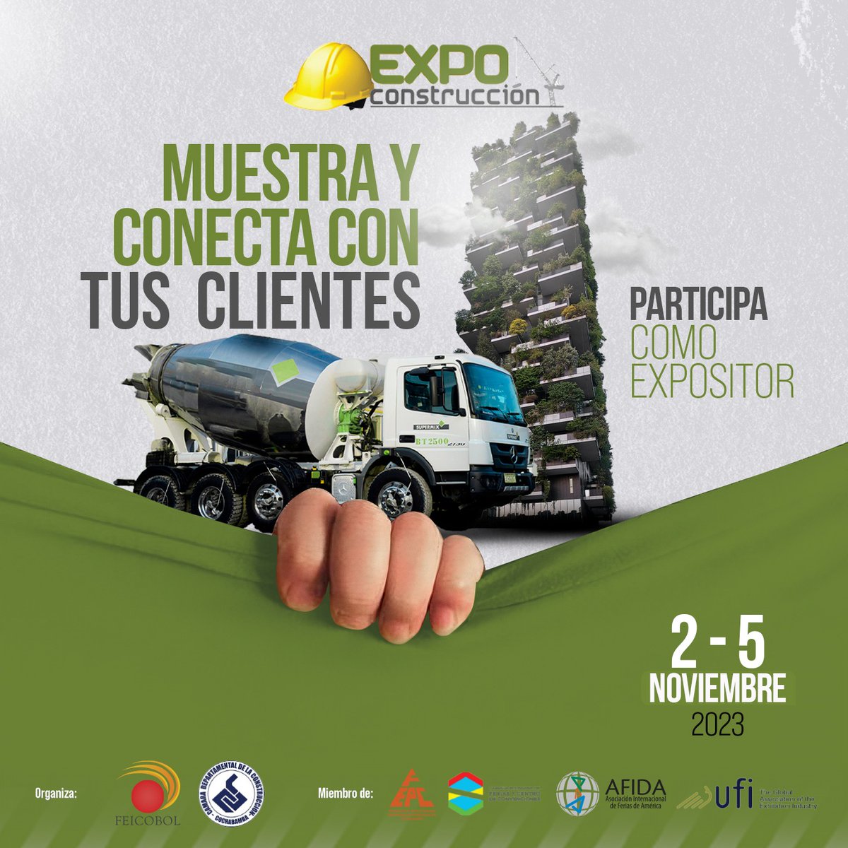 🏗️ ¿Tienes una empresa en el sector de la construcción?

¡La #ExpoConstrucción es la plataforma ideal para presentar tu negocio a miles de profesionales, inversionistas y clientes potenciales! Únete como expositor y exhibe tus productos y servicios en una feria de innovación