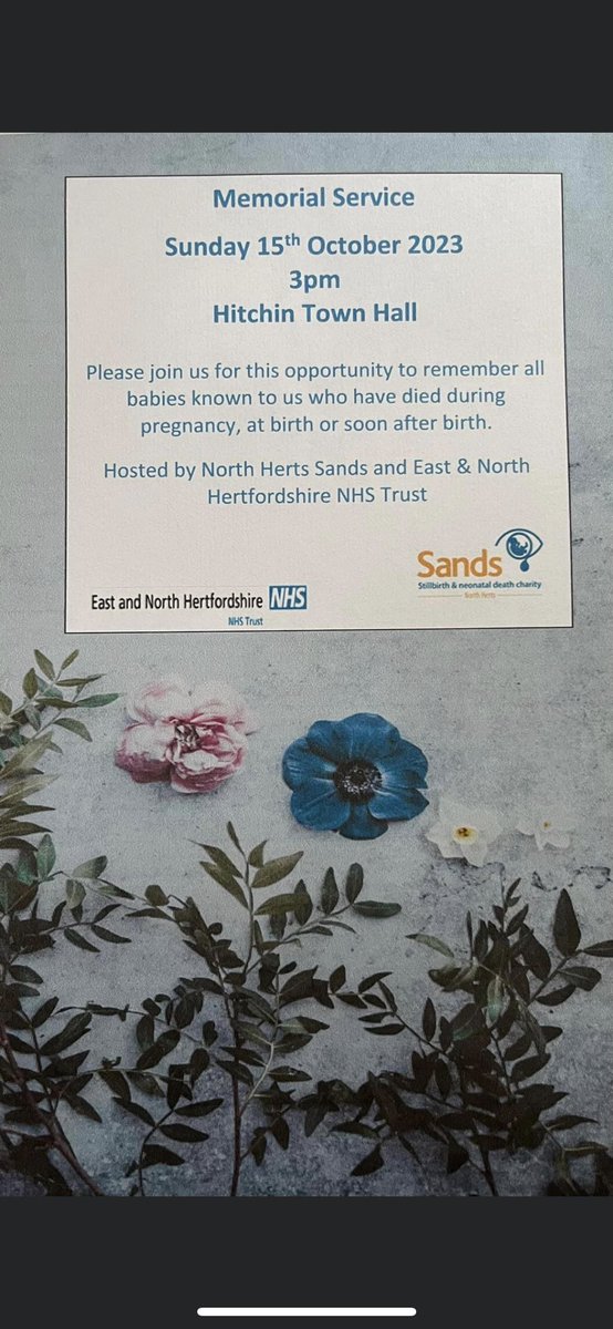Details of the <a href="/enherts/">East and North Hertfordshire Teaching NHS Trust</a> and North Herts <a href="/SandsUK/">Sands - baby loss charity 💜🧡</a> Annual Memorial Events are here. 🩷💙👼🏽