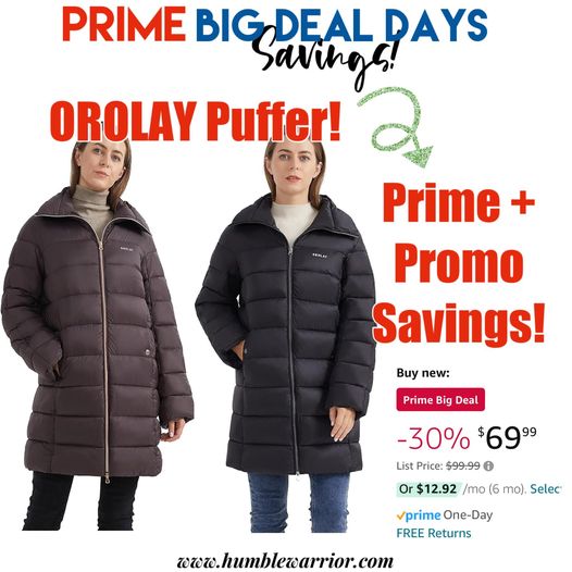 💥💥💥 Prime Big Deal Days Savings!
🌟🌟🌟 HOLY SMOKES, RUNNNNN! There is a fantastic 30% Prime PLUS a 20% Promo from OROLAY! This gorgeous puffer has one of the best prices I’ve seen from this brand! Choose Black or Coffee. 
Use OROLAY5O5 to save at checkout! 
👉👉 See them