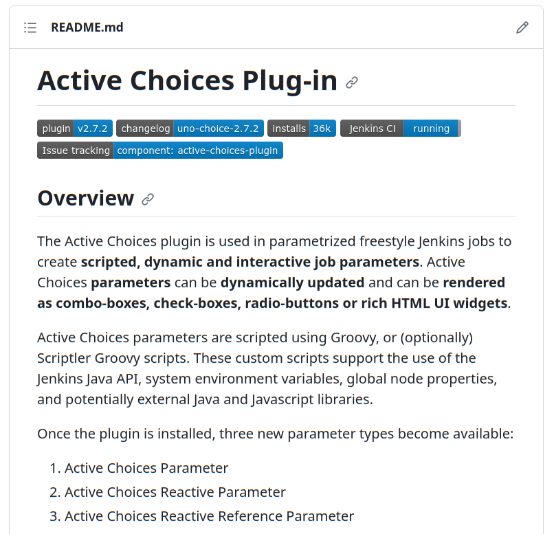 kinow's tweet photo. Jenkins Active Choices plug-in 2.8.0 released. Remember to back up and use a test bed server. Check out the change log in the plug-in Git repository. Have fun! 🥳🤓

https://t.co/zmx5LdVCNn

#opensource #jenkins #biouno #devops #javascript #java #UIUX https://t.co/BRq8LW1Ikz