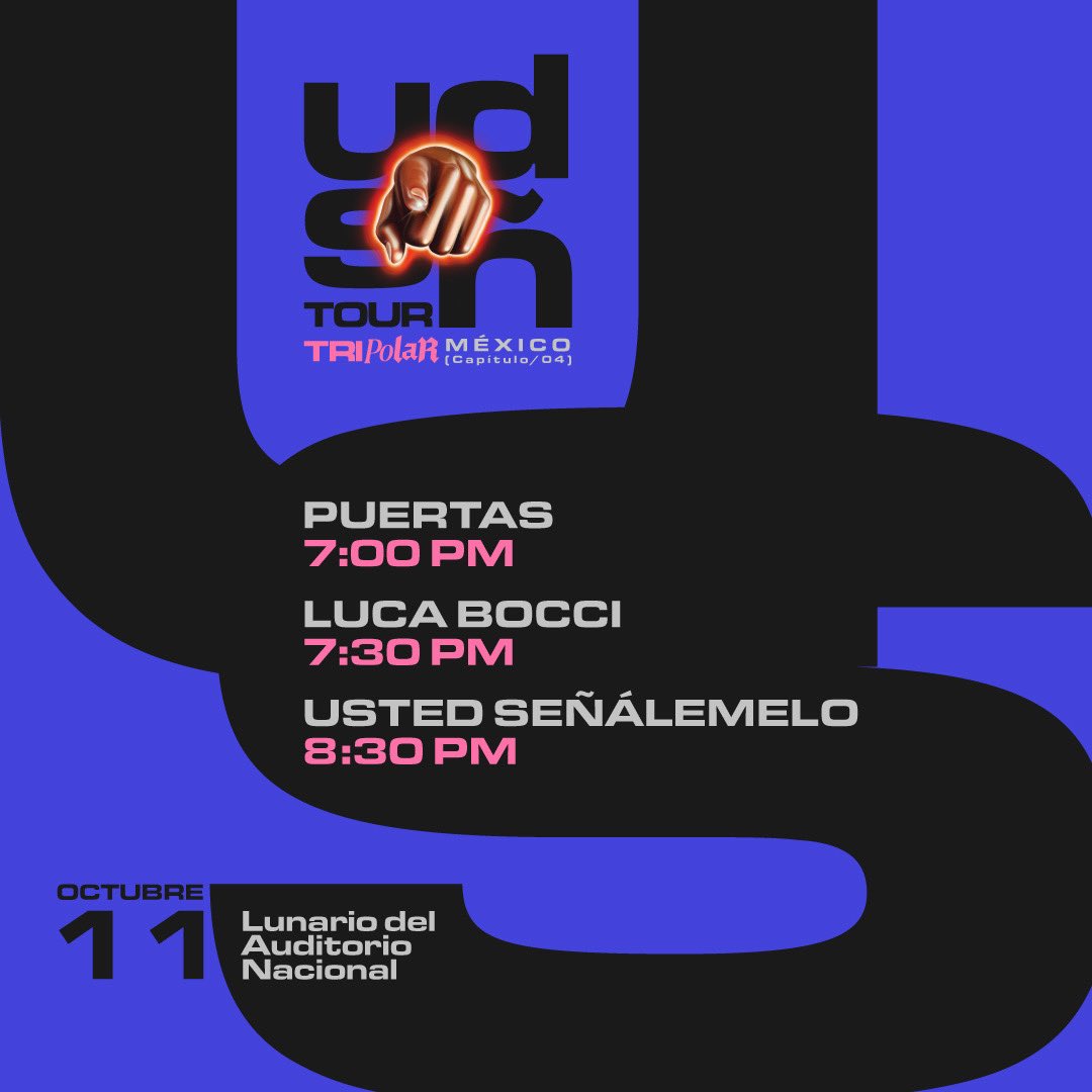 ocesa_total's tweet photo. ¡@udsenalemelo llega con su #TripolarTour para hacer vibrar el Lunario del Auditorio Nacional! 🫵🏼🐻‍❄️🔥 ¡Allá nos vemos! https://t.co/EEWxYiZWsj
