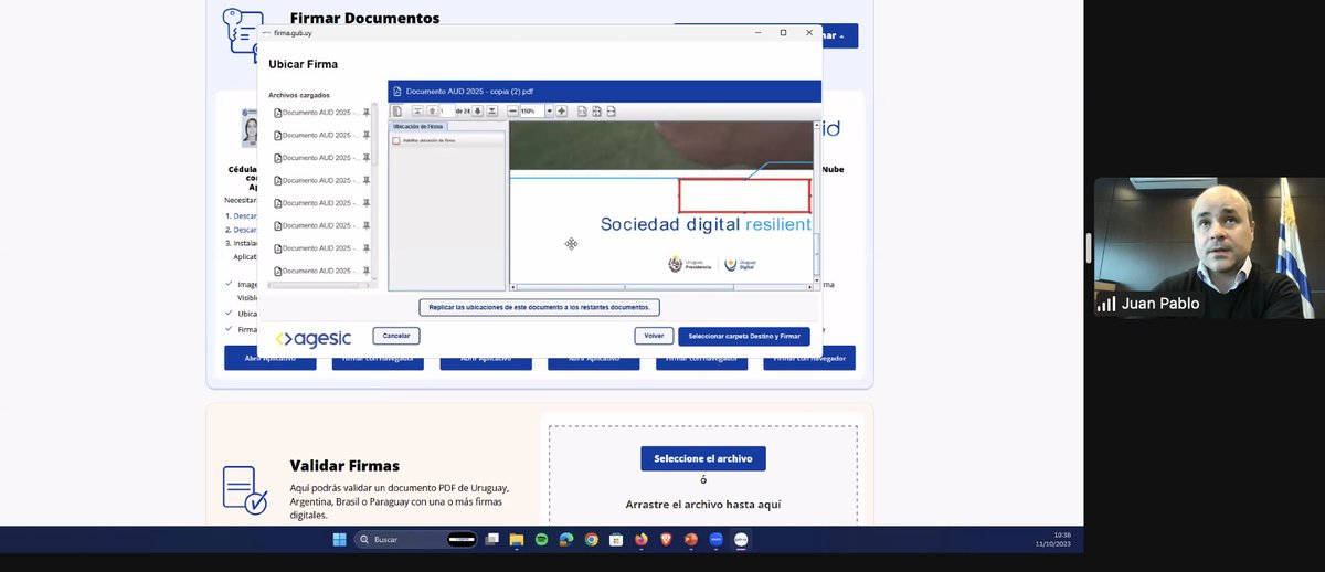 Fantastic presentation by Herbert Paguas (Executive Director) & Juan Pablo (Digital Identity Manager) from @agesic. This was our first live demo, showing the #UserJourney of Uruguay’s #DigitalID platform; citing #UseCases in education as well 🎉 #ShowTheThing #DigitalGovernment