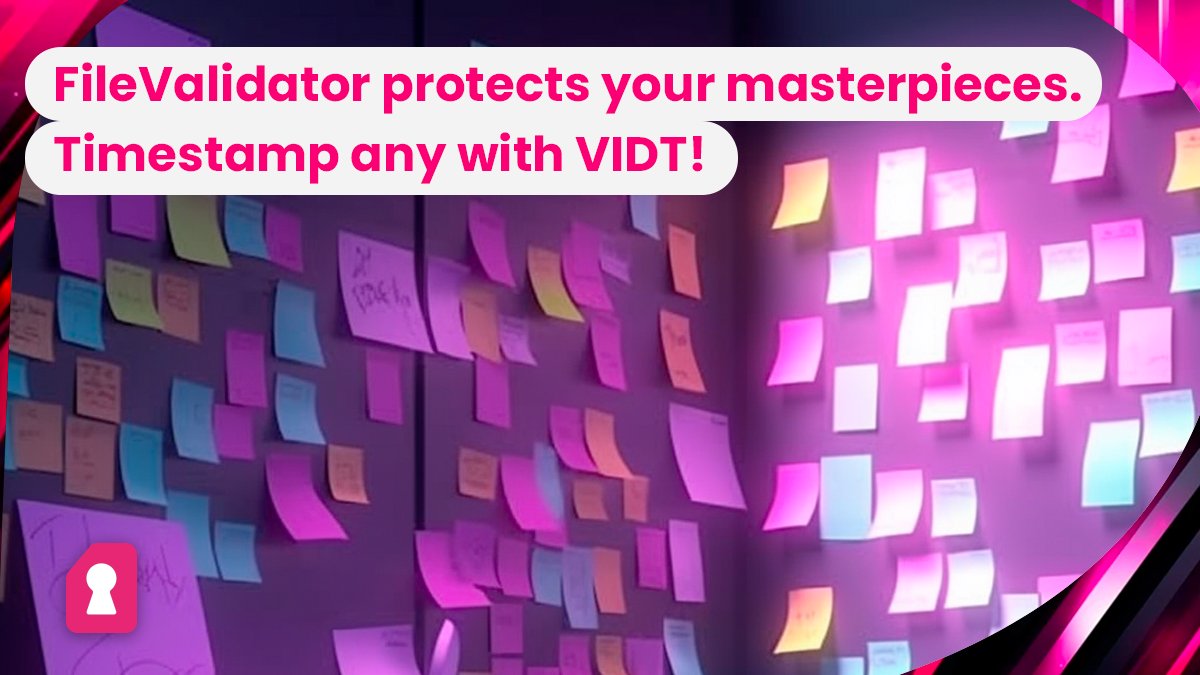 FileValidator's tweet image. You don&apos;t have to guess which files you can validate! 🕵️‍♂️

#VIDT&apos;s timestamping tech can act as your legal blockchain witness. Whether it&apos;s 🎶 music, 🖼️ images, 📄 PDFs, or software files, trust #filevalidator timestamping tool to validate &apos;em all on the blockchain. 🚀