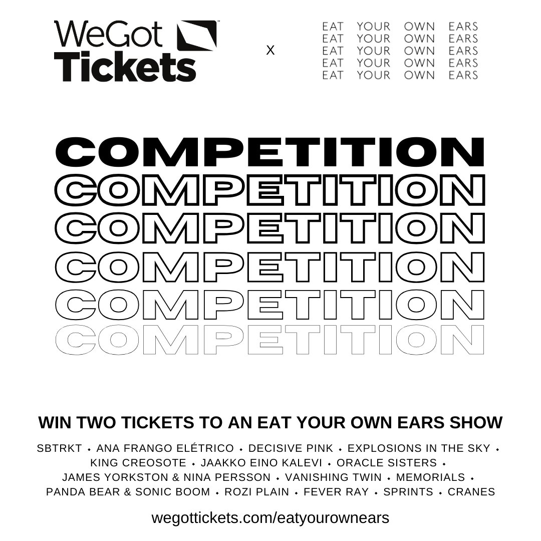 WeGotTickets's tweet photo. 📢 COMPETITION TIME 📢 

For your chance to win two tickets to an @EatYourOwnEars show of your choice on WeGotTickets:

1) Like &amp; retweet this post
2) Follow @EatYourOwnEars &amp; @WeGotTickets

The winner will be picked at random on Wednesday 25th October at 5pm. Good luck! https://t.co/8be9CLQQaK