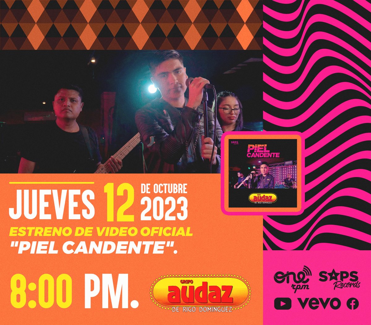 ¡Familia Audaz, este jueves es el estreno de nuestro video oficial "Piel Candente"! ¡No se lo pierdan!
onerpm.link/191103800119