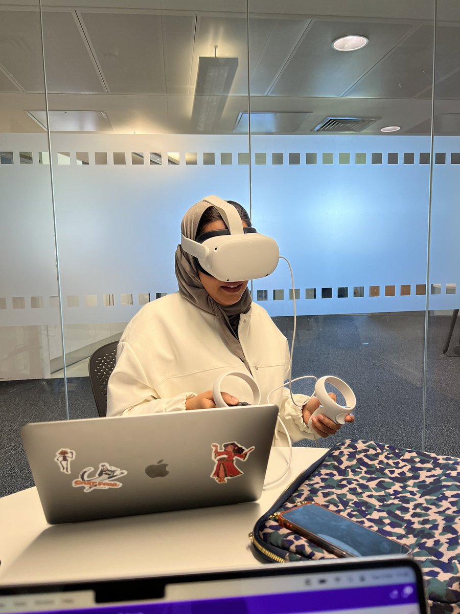 Our <a href="/LboroDesign/">Lboro Design</a> <a href="/LboroCA/">Lboro Creative Arts</a> PhD student Hind Alhumaihdi <a href="/H88Hind/">Hind</a> demonstrating her VR prototype world in our supervision meeting with <a href="/Beautiful_Frame/">Paul Wells</a> Great student - great project! #research #vr #Saudi