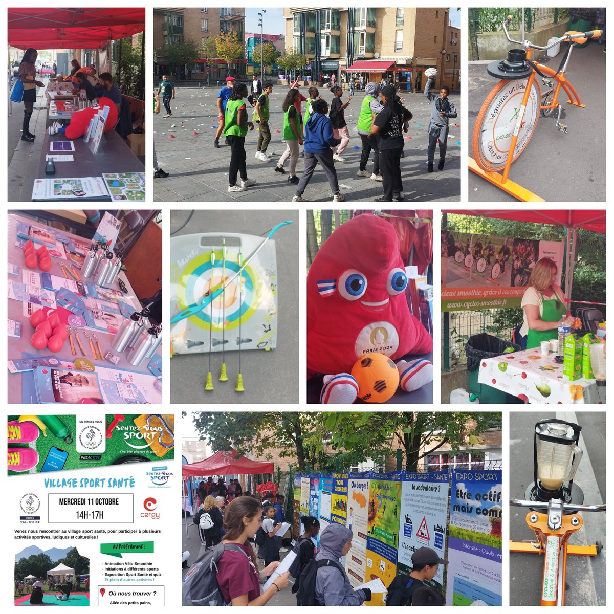 elodiearduin's tweet photo. 🎯🚴‍♀️🏥 Animation d'un village sport-santé avec le @95Cdos et la  @villedecergy.

#SportSanté #VéloSmoothie #Rugby #TiralArc #Baseball #Athlétisme #Badminton #Quiz #PrescriForme #EtablissementFrançaisDuSang #CDOS95 #Cergy @EFS_Officiel @CergyPontoise95 https://t.co/5rA7i84Wh9