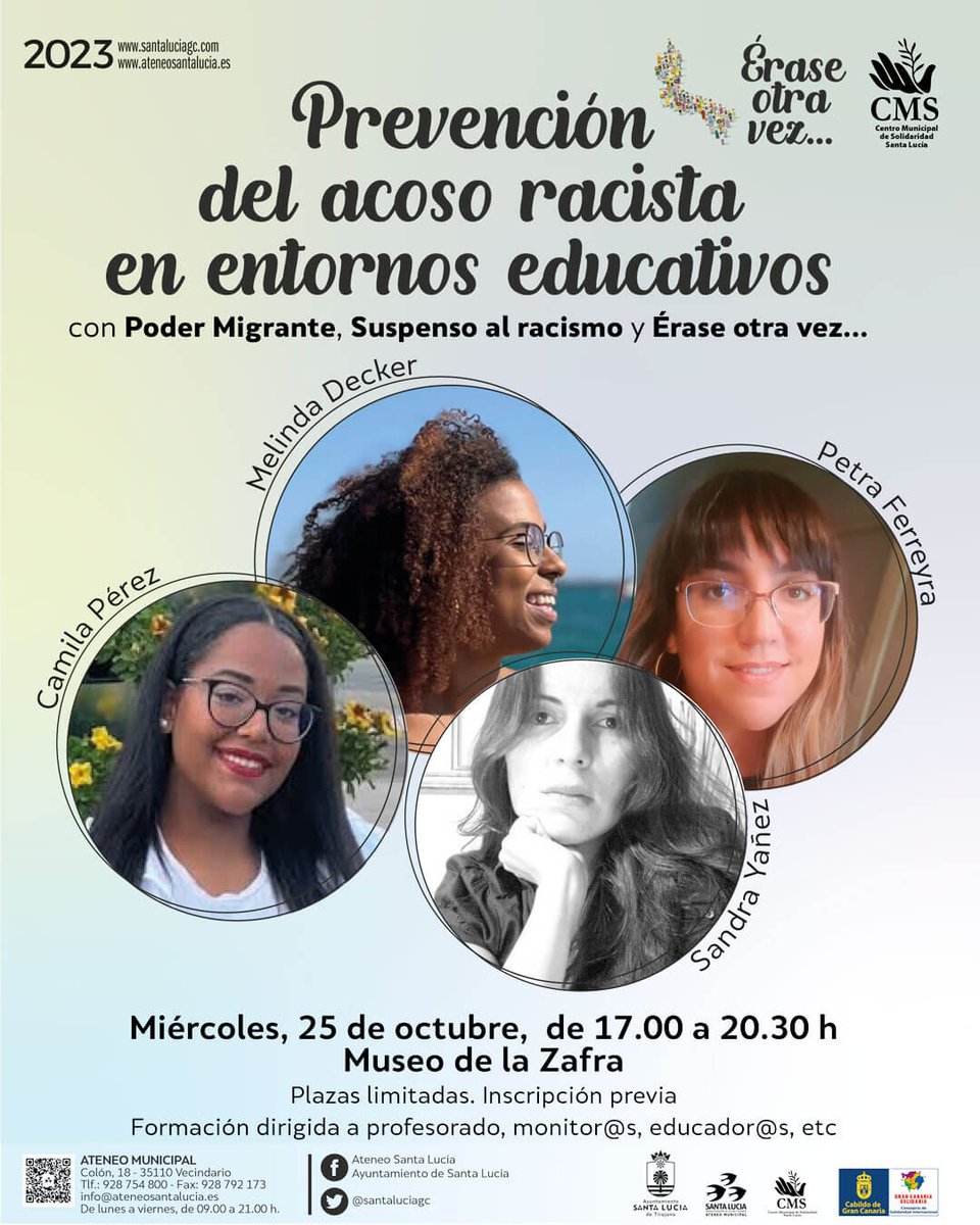 _Mar_Gon_'s tweet image. 🗓️ El 25 de octubre, no te pierdas la formación antirracista, impartida por Poder Migrante y Suspenso al Racismo. Una oportunidad para aprender y contribuir a una sociedad más justa. #ÉraseOtraVez #PoderMigrante #SuspensoAlRacismo podermigrante.es/2023/10/11/vue…