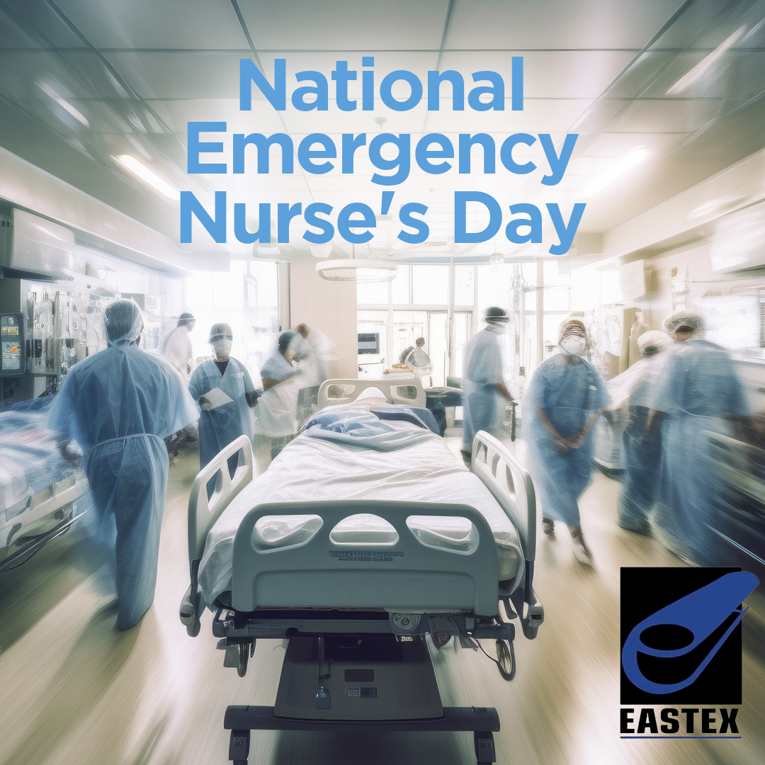 🚑 Emergency nurses are the first to respond when seconds count. Let's recognize their bravery, resilience, and unwavering dedication to saving lives. Happy National Emergency Nurse's Day!
.
 #NurseStrong #NationalEmergencyNursesDay #Eastex #EastexProducts #medicaltextiles
