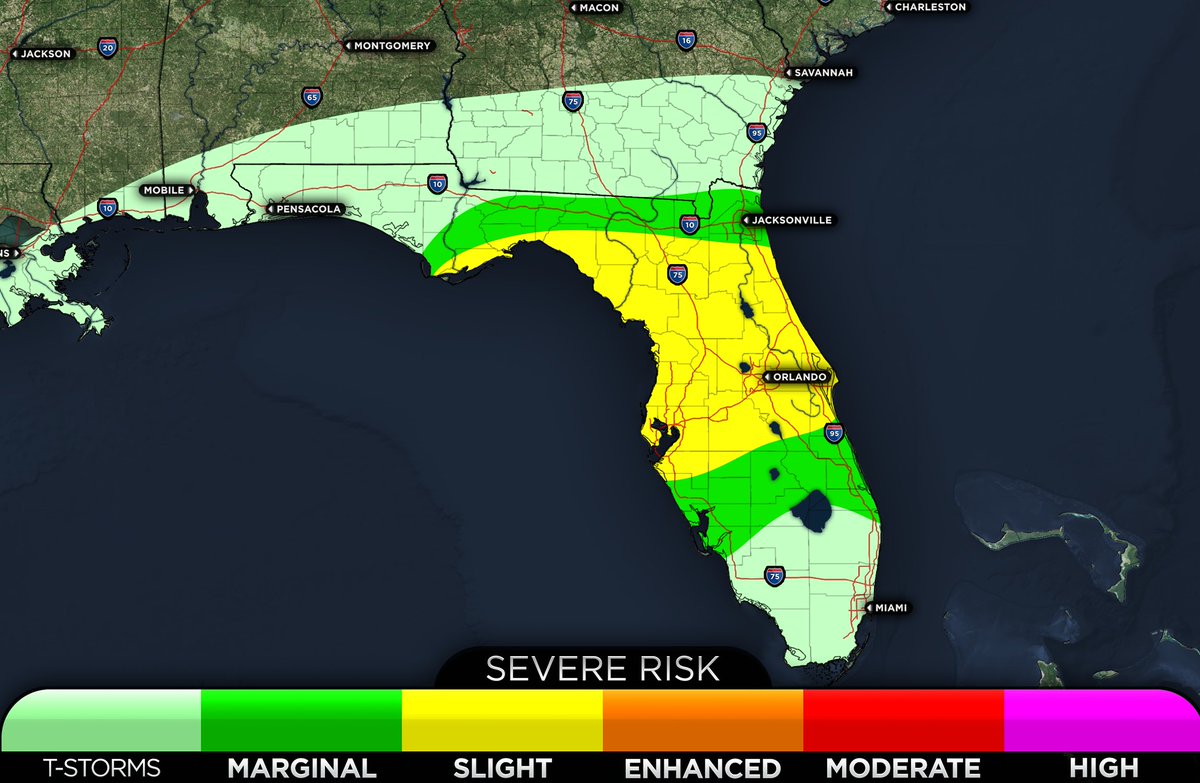 weatherforce11's tweet photo. No major changes with the latest 12:30 PM ET SPC update. One minor change to the southern extent of the marginal risk (level 1/5) zone which has now been extended to near West Palm Beach. #flwx https://t.co/Zii2tf4xdU