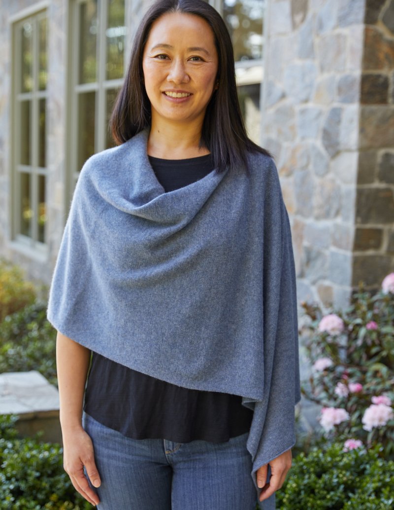💙 BLUE + GRAY 🩶 Such a stunning shade! Our 100% #cashmere #ponchos are #perfect for the transition to fall weather 🍂 Breathable, comfortable, warm and #stylish. It's the perfect wardrobe staple ⭐️Many more colors 🌈 at: edenandzoe.com/collections/wo… #fashion #womenswear